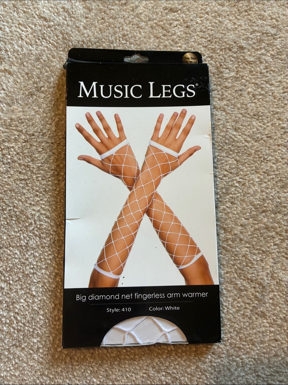 Music Legs White Diamond Fishnet Fingerless Arm Warmers